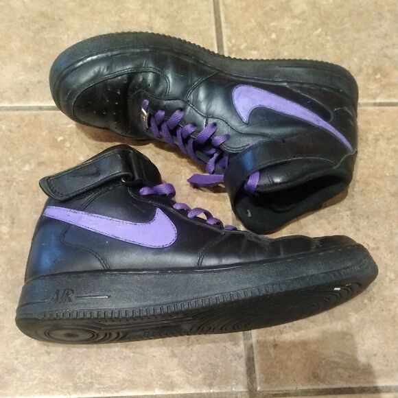 Rare Nike Men's 9.5 Air Force 1 82’ (2012) Black Purple Hightops 315123-001 - Picture 6 of 12